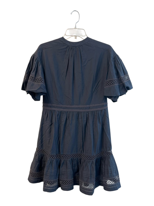 Marie Oliver Size XS Gray Cotton & Silk Round Neck Short Puff Sleeve Dress Gray / XS