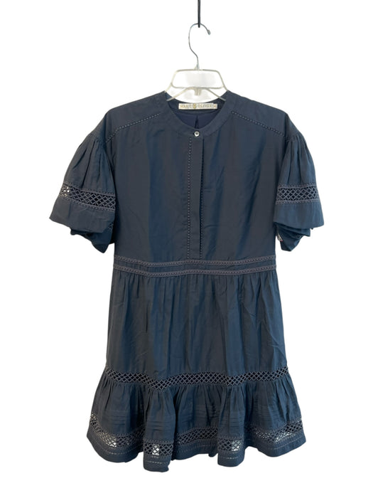 Marie Oliver Size XS Gray Cotton & Silk Round Neck Short Puff Sleeve Dress Gray / XS