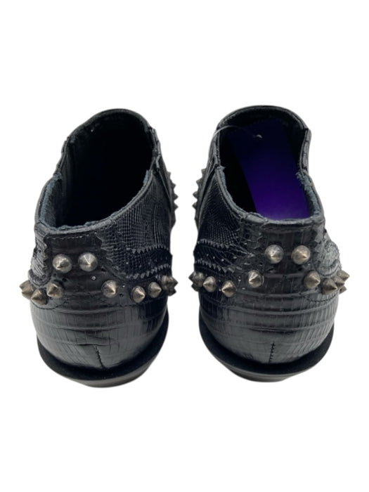 Ash Shoe Size 38 Black Leather Pointed Toe Croc Embossed spiked detail Booties Black / 38