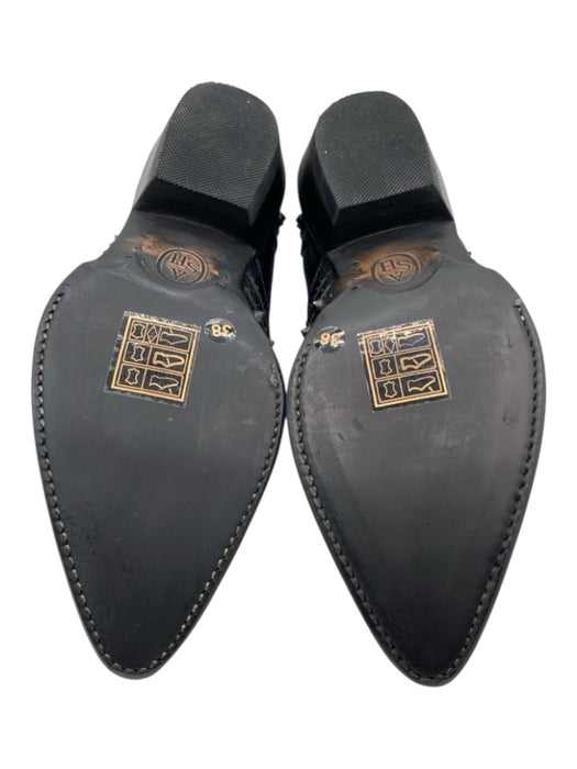 Ash Shoe Size 38 Black Leather Pointed Toe Croc Embossed spiked detail Booties Black / 38