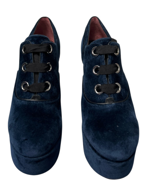 Marc Jacobs Shoe Size 38 Blue & Black Velvet Ribbon Tie Leather Detail Heels Blue & Black / 38