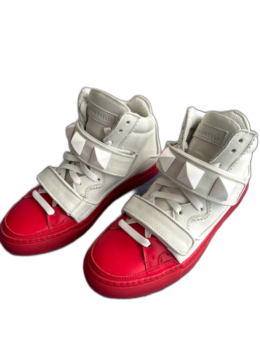 Giaco Morelli Shoe Size 38 White & Red Leather High Top lace up Shoes White & Red / 38