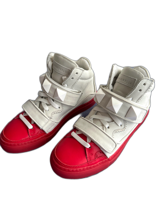 Giaco Morelli Shoe Size 38 White & Red Leather High Top lace up Shoes White & Red / 38