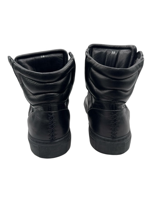 Philipp Plein Shoe Size 38 Black Leather High Rise lace up Skull Boots Black / 38