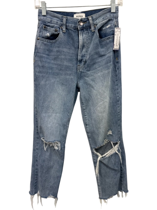 Pistola Size 25 Medium Wash Cotton Denim High Rise Whiskering distressed Jeans Medium Wash / 25