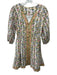 Marea Size XS White, Green & Multi Cotton Floral 3/4 Sleeve V Neck Dress White, Green & Multi / XS
