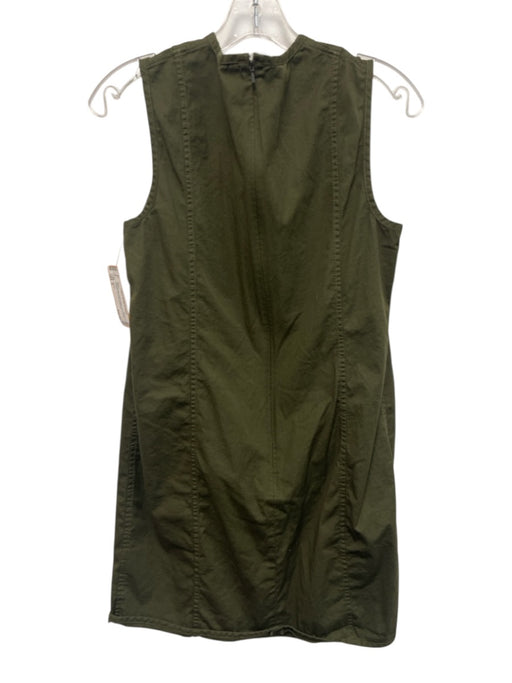 Theory Size 6 Olive Green Cotton Blend Sleeveless Paneled Back Zip Dress Olive Green / 6