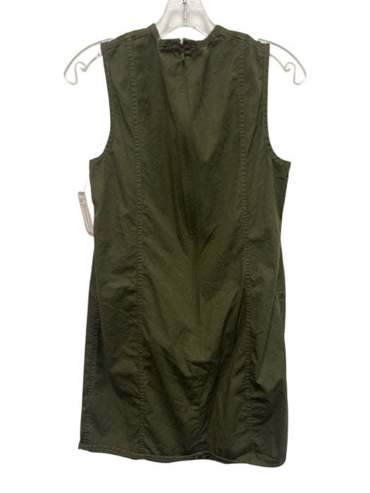 Theory Size 6 Olive Green Cotton Blend Sleeveless Paneled Back Zip Dress Olive Green / 6