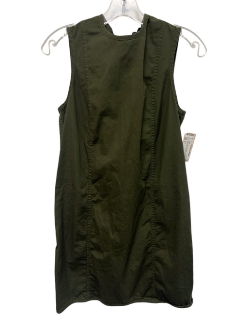 Theory Size 6 Olive Green Cotton Blend Sleeveless Paneled Back Zip Dress Olive Green / 6