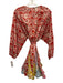 Rhode Size Small Red, White, Multi Cotton Long Sleeve Floral Godet hem Dress Red, White, Multi / Small