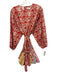 Rhode Size Small Red, White, Multi Cotton Long Sleeve Floral Godet hem Dress Red, White, Multi / Small