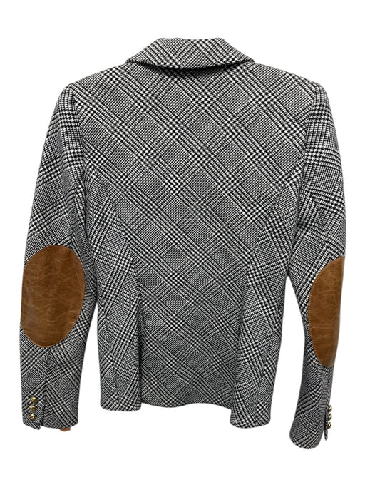 Smythe Size 6 Black, White & Brown Wool Blend Houndstooth Elbow patch Jacket Black, White & Brown / 6