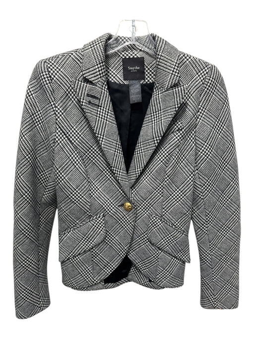 Smythe Size 6 Black, White & Brown Wool Blend Houndstooth Elbow patch Jacket Black, White & Brown / 6