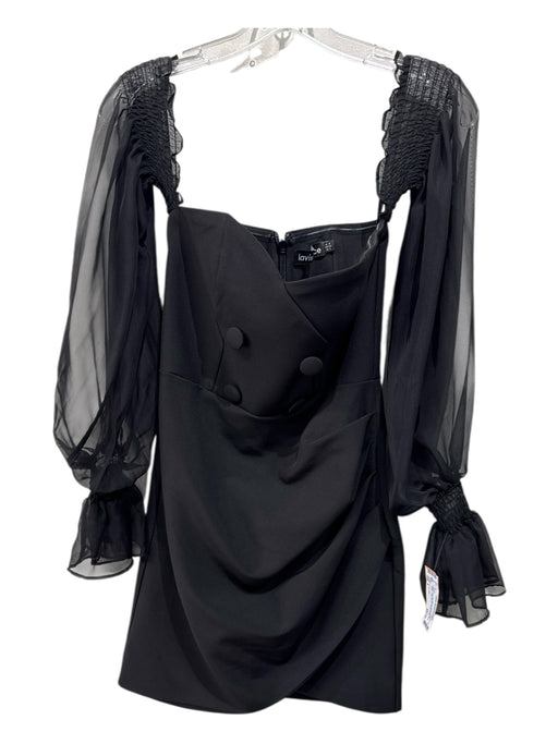 Lavish Alice Size 4 Black Polyester Blend Fabric Block chiffon Long Sleeve Dress Black / 4
