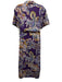 Sezane Size S/36 Purple, Blue, Brown Cotton Short Sleeve painted paisley Dress Purple, Blue, Brown / S/36