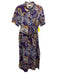 Sezane Size S/36 Purple, Blue, Brown Cotton Short Sleeve painted paisley Dress Purple, Blue, Brown / S/36