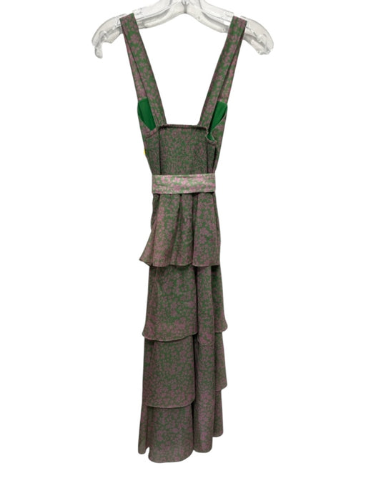 Show Me Your Mumu Size S Green & Pink Polyester Ruched Front Flowers Maxi Dress Green & Pink / S