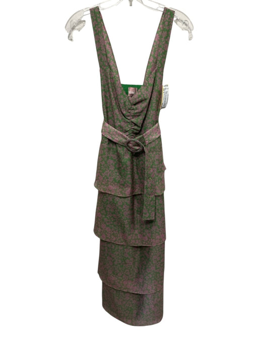 Show Me Your Mumu Size S Green & Pink Polyester Ruched Front Flowers Maxi Dress Green & Pink / S
