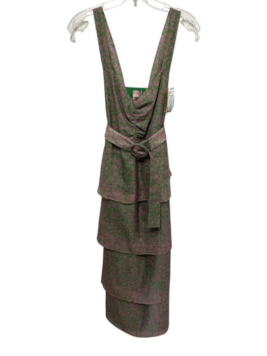 Show Me Your Mumu Size S Green & Pink Polyester Ruched Front Flowers Maxi Dress Green & Pink / S