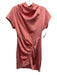 Anthropologie Size 4 Salmon Pink Viscose Blend Satin High Neck Gathered Dress Salmon Pink / 4