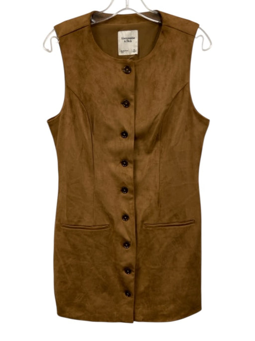 Abercrombie & Fitch Size M Brown Polyester Blend Faux Suede Button Down Dress Brown / M