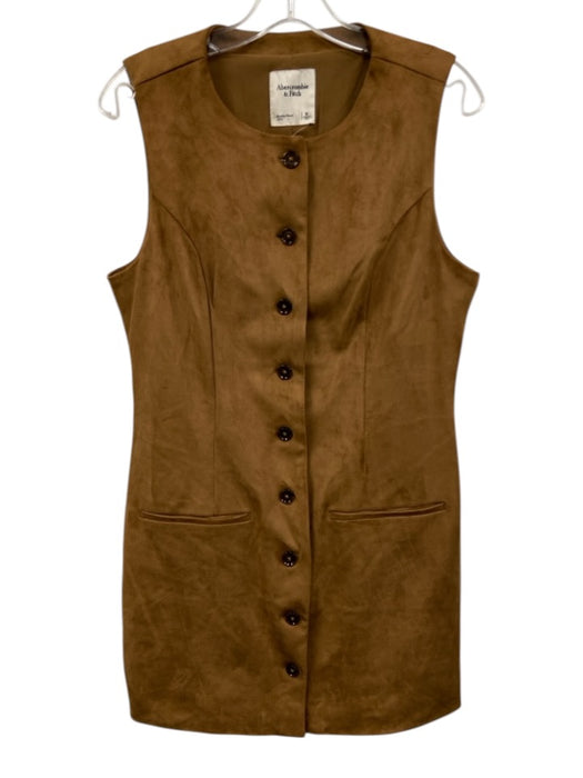 Abercrombie & Fitch Size M Brown Polyester Blend Faux Suede Button Down Dress Brown / M