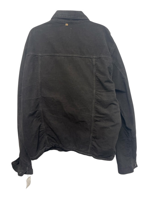 Billy Reid Size XL Black Cotton Blend Ribbed Trucker Men's Jacket Black / XL
