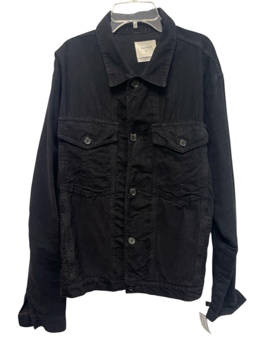 Billy Reid Size XL Black Cotton Blend Ribbed Trucker Men's Jacket Black / XL
