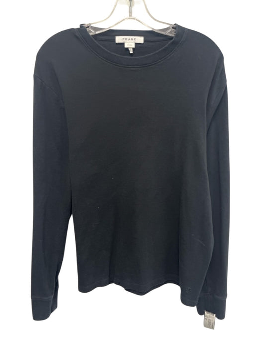 Frame Size XL Black Cotton Blend Solid Sweatshirt Crew Men's Long Sleeve Shirt Black / XL