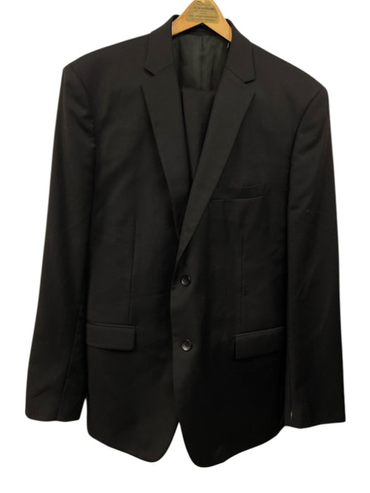 Theory Black Wool Blend Solid 2 Button Men's Suit Black / 46R