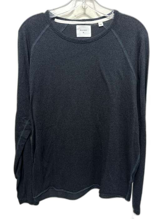 Billy Reid Size XL Black Cotton Blend Solid T shirt Crew Men's Long Sleeve Shirt Black / XL