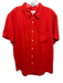 Billy Reid Size L Red Linen Solid Button Up Button Down Men's Short Sleeve Red / L