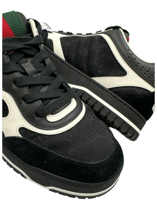Gucci Shoe Size 9.5 Like New Black & White Canvas Guccissima Sneaker Men's Shoes Black & White / 9.5