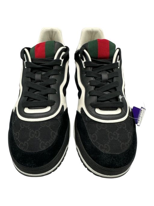 Gucci Shoe Size 9.5 Like New Black & White Canvas Guccissima Sneaker Men's Shoes Black & White / 9.5