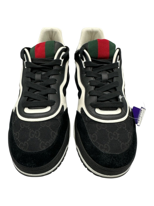 Gucci Shoe Size 9.5 Like New Black & White Canvas Guccissima Sneaker Men's Shoes Black & White / 9.5