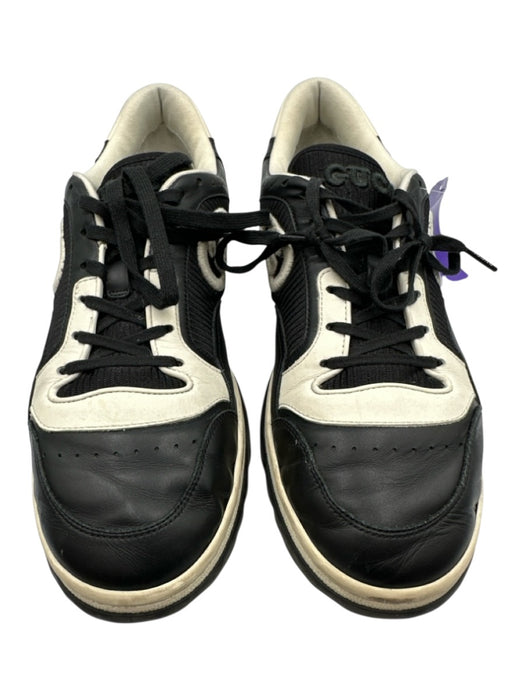 Gucci Shoe Size 9.5 AS IS Black & White Leather Solid Sneaker Men's Shoes Black & White / 9.5