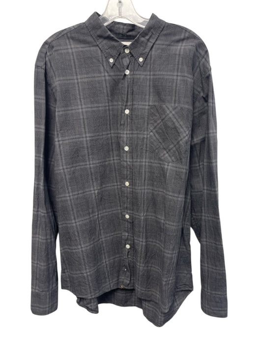 Billy Reid Size XL Gray Cotton Plaid Button Up Button Down Long Sleeve Shirt Gray / XL