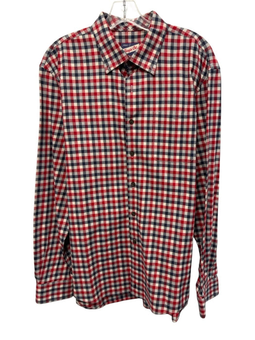 Johnnie O Size L Red, White & Blue Cotton Plaid Button Up Long Sleeve Shirt Red, White & Blue / L