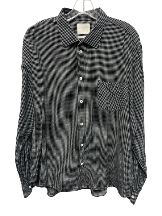 Billy Reid Size XL Black & White Cotton Grid Button Up Men's Long Sleeve Shirt Black & White / XL