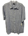 Theory Size XL Blue & White Linen Striped Button Up Button Down Short Sleeve Blue & White / XL