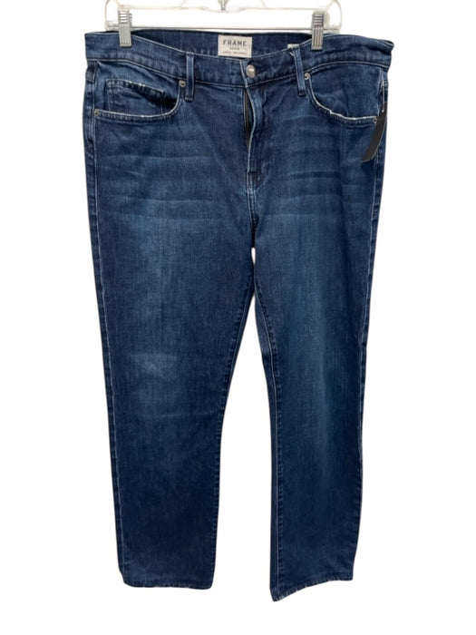 Frame Size 36 Dark Wash Cotton Blend Solid Distressed Jean Men's Pants Dark Wash / 36