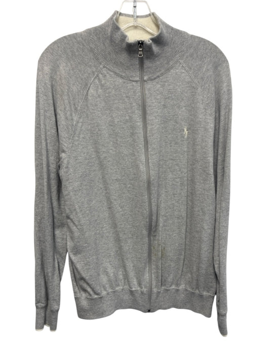 Polo Size XL Gray Cotton Blend Solid Zip UP Men's Long Sleeve Shirt Gray / XL