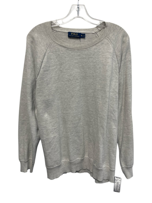 Polo Size XL Light Gray Cotton Blend Solid Sweatshirt Men's Long Sleeve Shirt Light Gray / XL