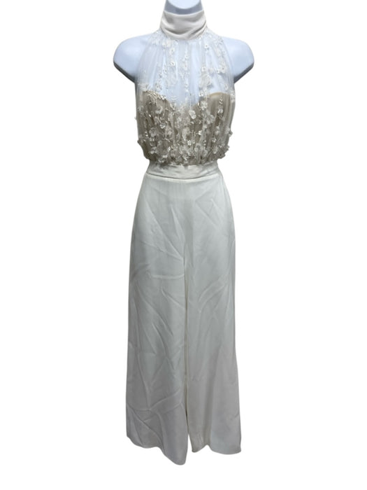 Rime Arodaky Size 34 White Viscose & Acetate Sleeveless Lace Detail Jumpsuit White / 34