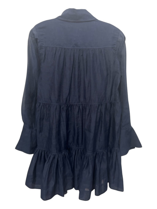 Jonathan Simkhai Size XS Navy Polyester Sheer Overlay Tiered Long Sleeve Dress Navy / XS