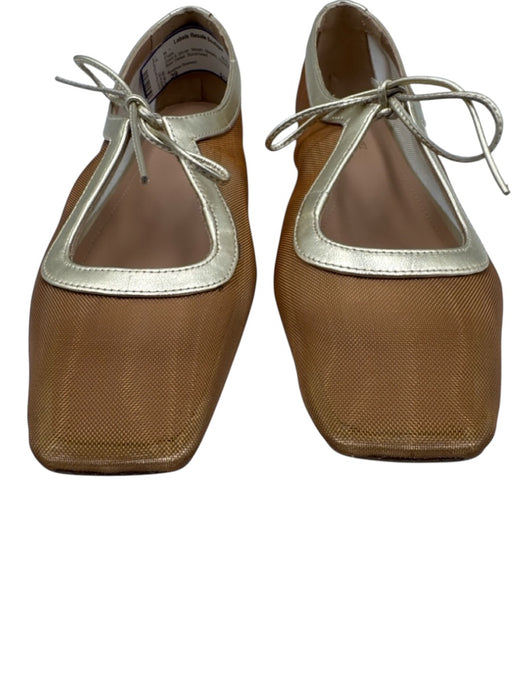 Andrea Gomez Shoe Size 39 Gold & Silver Mesh Metallic Square Toe Flats Gold & Silver / 39