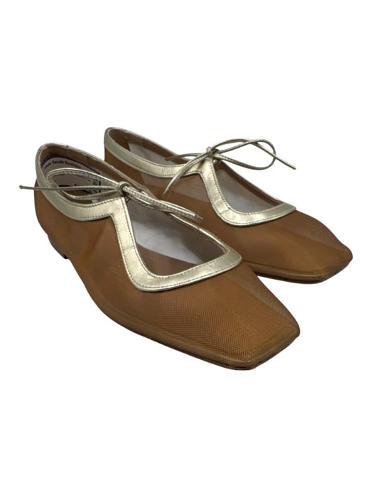 Andrea Gomez Shoe Size 39 Gold & Silver Mesh Metallic Square Toe Flats Gold & Silver / 39
