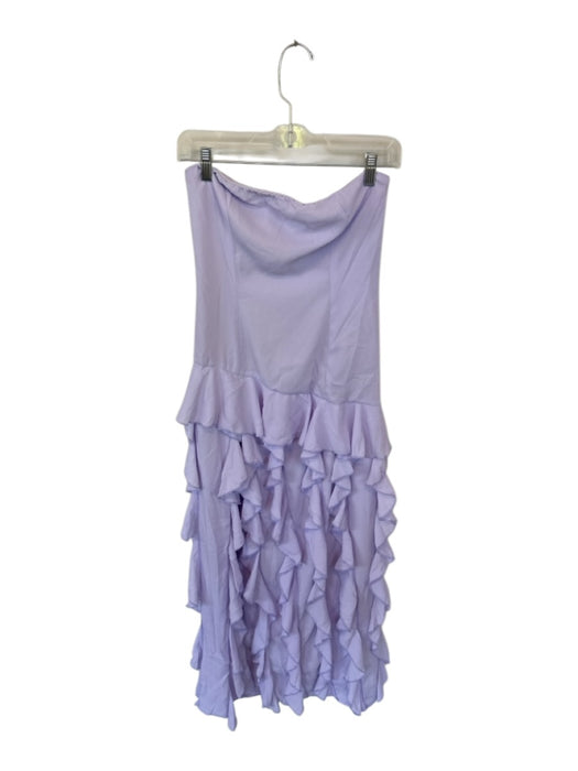 Peppermayo Size S Lavender Polyester Strapless Ruffles Maxi Drop Waist Gown Lavender / S
