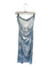 Peppermayo Size M Baby Blue & White Polyester Strapless Floral Open Back Gown Baby Blue & White / M