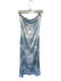 Peppermayo Size M Baby Blue & White Polyester Strapless Floral Open Back Gown Baby Blue & White / M